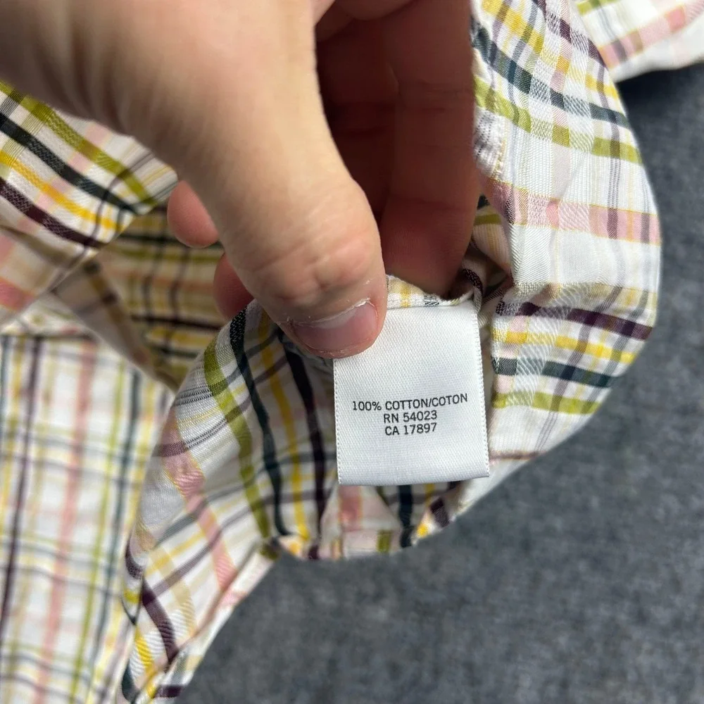 Banana Republic Button Down Mens XXL Multi Color Plaid Cotton Long Sleeve Shirt